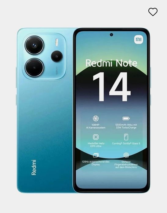 Redmi note 14 8/256 ocen blu yangi karobka dakment imea bor