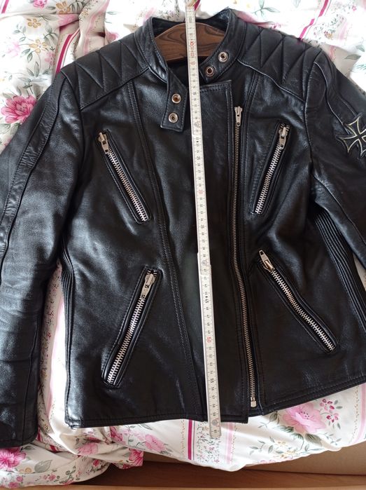 Дамско мото яке от естествена кожа – байкър / рок стил, черно
