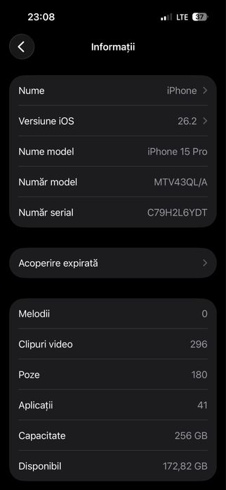 Iphone 15 PRO 256GB, vand/schimb