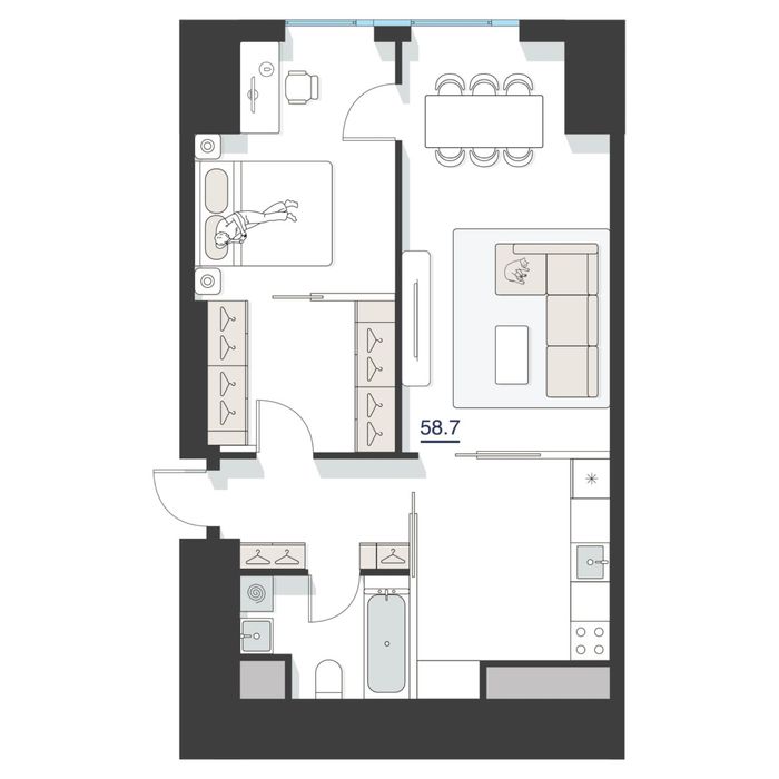 Продаётся Квартира ЖК NEST ONE 58,71м2 24-этаж