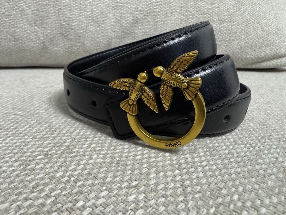 Черен кожен колан pinko