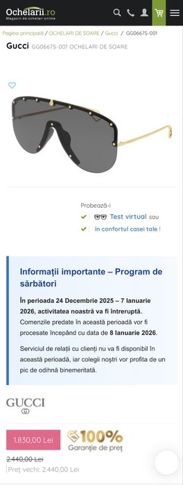 Vand ochelarii Gucci
