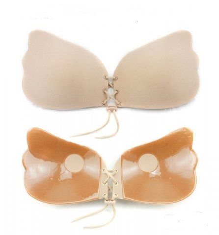 Силиконов сутиен без презрамки с повдигащ ефект черен/телесен A/B/C/D