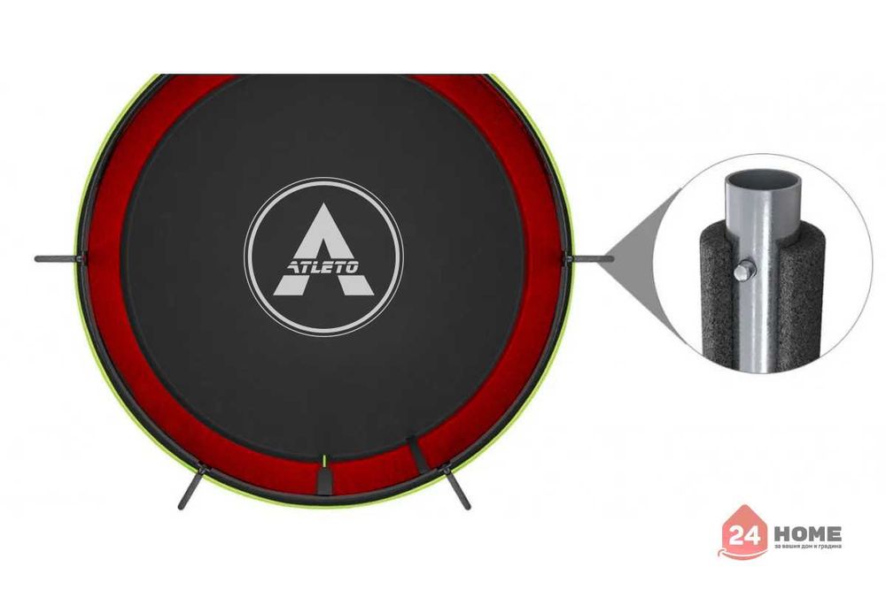 Батут Atleto комплект червен цвят 183 см + Вътрешна Мрежа + Стълба