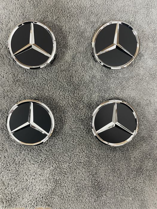 Set capace jante aliaj Mercedes Benz 75MM gri negru albastru