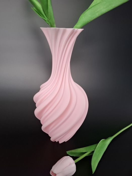 Vază decorativă modernă – design spirală – culoare roz pal