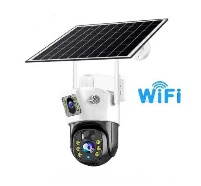 Camera Video Supraveghere dubla WIFI panou solar, 2 camere, 6MP, inregistrare card sau cloud
