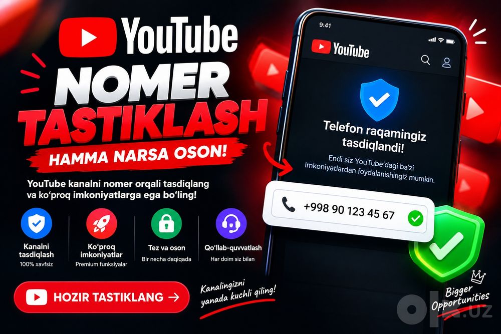 Youtube nomer tastiqlash hizmati mavjud.