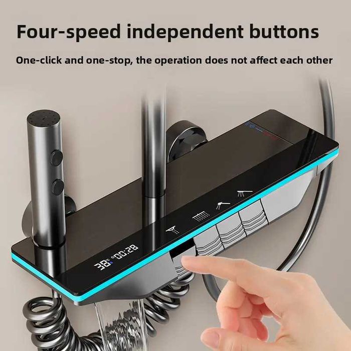 Луксозна душ система със светещ смесител дисплей и 4 функции бутони