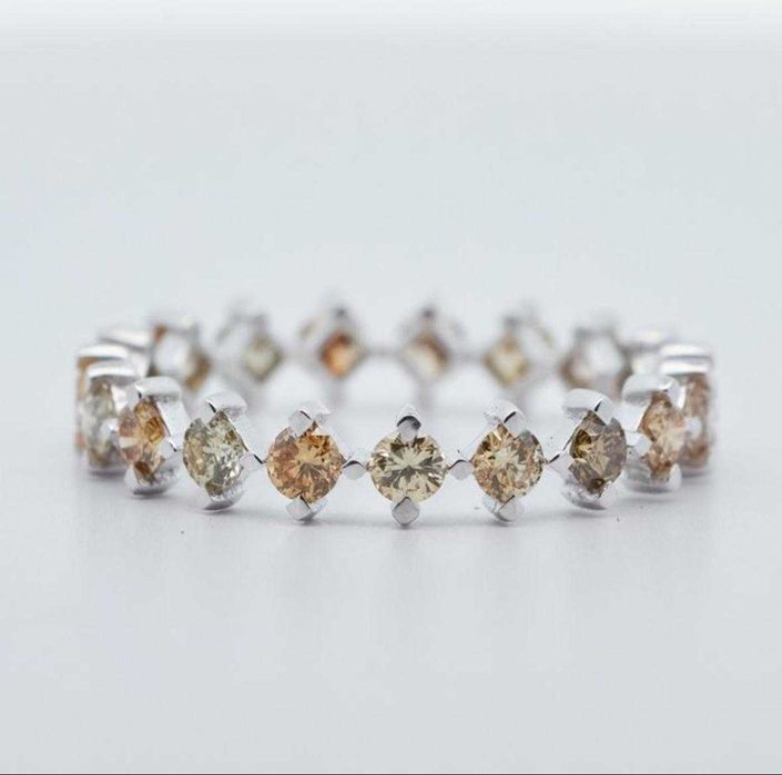 Inel aur alb 14k cu 19 diamante naturale 1.14 ct