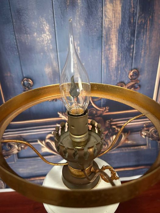 DN308 Lampa electrica 45 cm h 20 cm diametru opalina si 13cm d baza