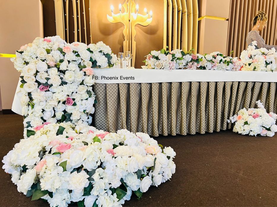 Aranjament floral prezidiu decor mese flori nunta botez cununie evenim