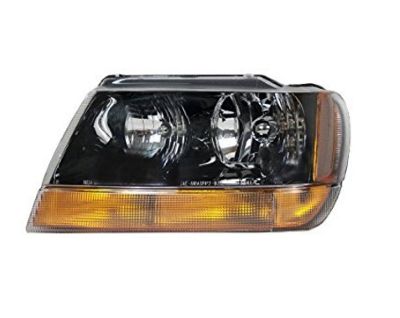 Far Jeep Grand Cherokee 05.1999-2001 BestAutoVest partea Stanga, tip bec HB3A+HB4A, semnalizator galben, rama culoare neagra, varianta far SUA