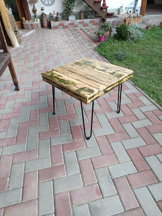 Masa cafea blat sticla sau lemn recuperat