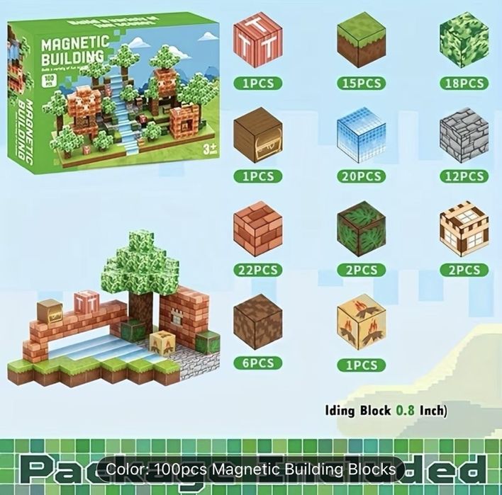 Кубчета магнитни Миникрафт Minecraft