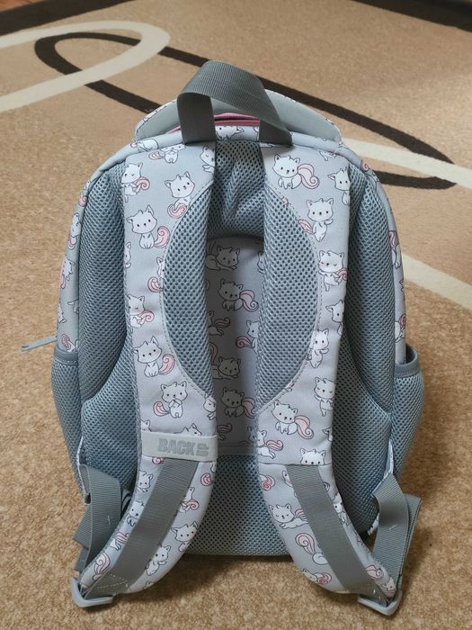 Детска раница, нова, Backs, цвят сиво и розово, 3 отделения, моливник.