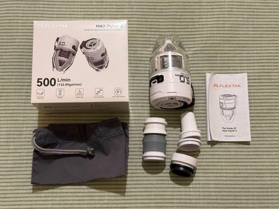 Продавам Flextail Max Pump 3 - електрическа помпа за постелки, пълен комплект, отлично състояние - 40 EUR