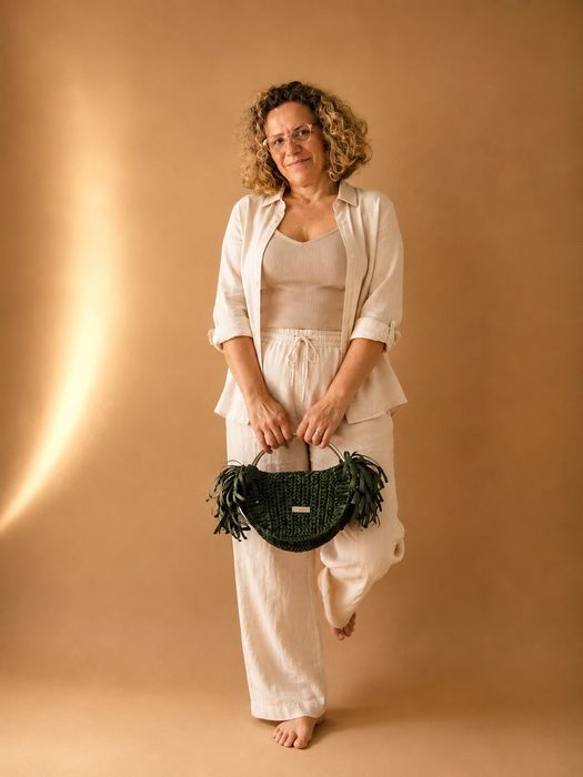 Geanta handmade Boho unica verde
