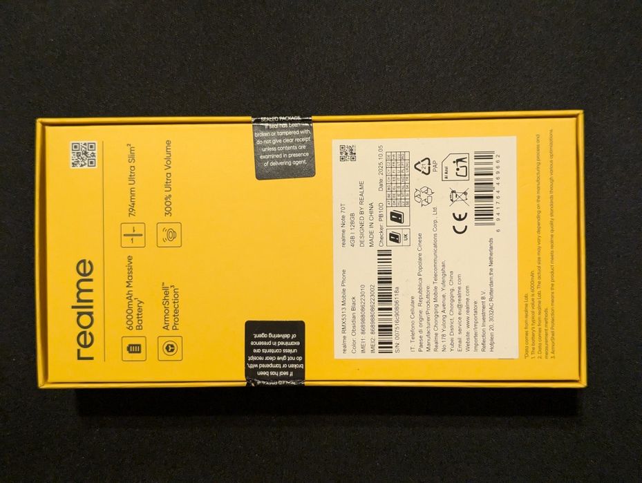 realme Note 70T Sigilat | 128GB, Obsidian Black | Baterie 6000mAh + Garanție