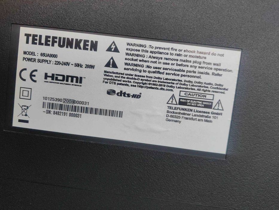 Смарт Телевизор 65" 4K Ultra HD с Android– Като нов!