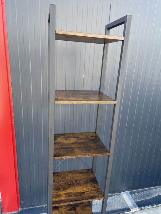 raft stil industrial cu 5 rafturi din lemn și oțel, 40x30x154cm