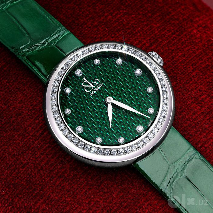 Jacob & Co Brilliant One Row 34 mm Stainless Steel Green Pyramid Dial