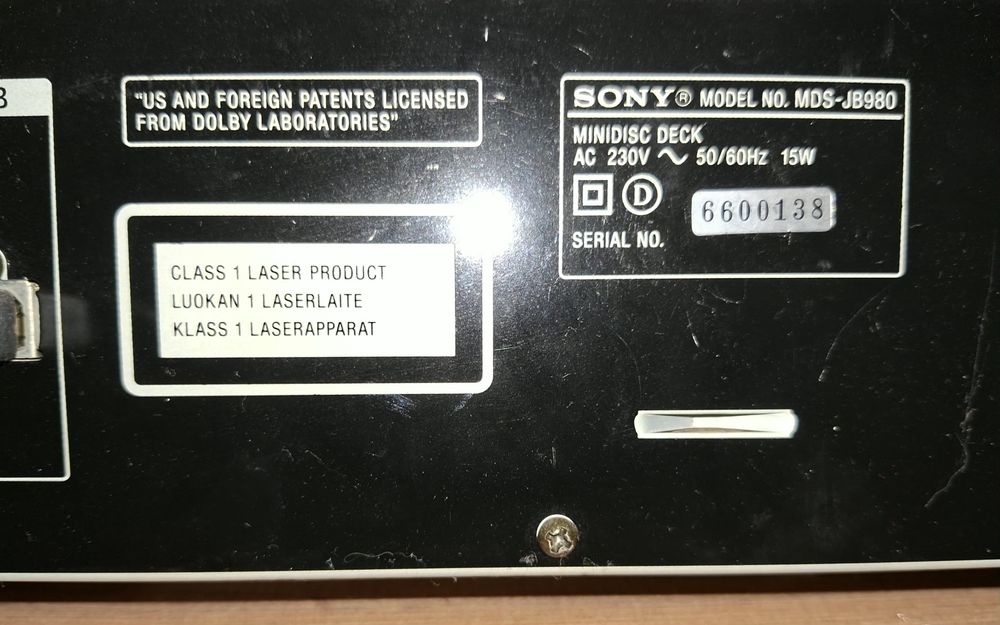 Sony minidisc deck