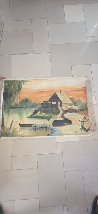 Tablou vintage casa la lac