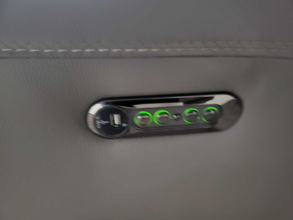 Сив кожен диван двойка с електрически релакс механизъм "Alessio"