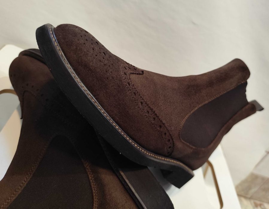 Ghete chelsea 39 brogue Lav Artigianale piele naturala suede moale