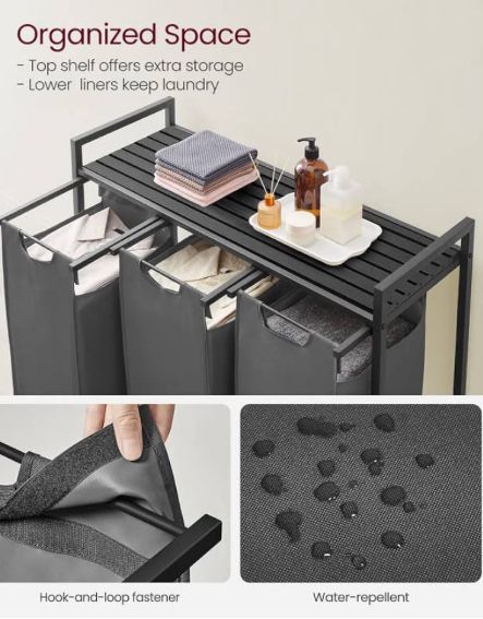 Кош за пране с рафт VASAGLE