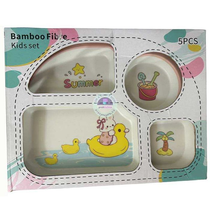 Детски Сервиз за Хранене 5 Части, От Бамбукови Фибри