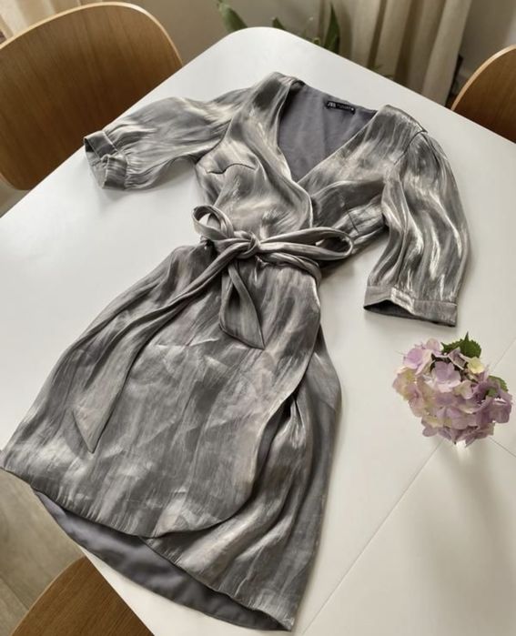 Rochie metalica argintie Zara