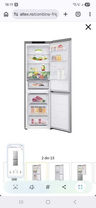 Vand (Sibiu) - Combina frigorifica LG 344L No Frost, 186cm, Clasa C, ca noua, cu factura - 6 luni vechime