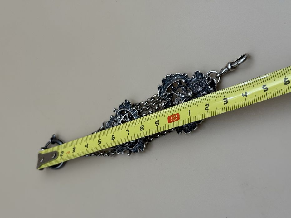 Lant ceas de buzunar din argint chatelaine