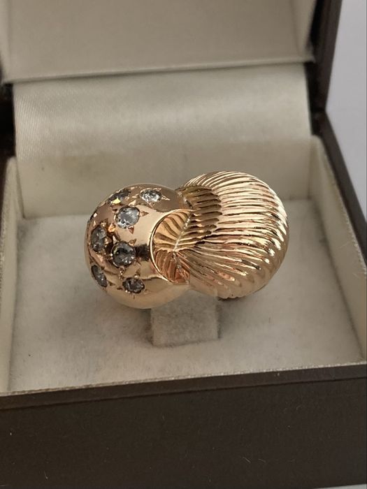 Inel antic aur cu diamante 0.55ct