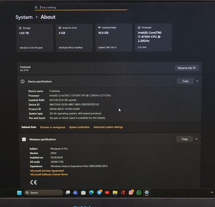 Laptop Gaming Dell G3 17, i7, 16GB RAM, SSD 1TB+120GB, NVIDIA 4GB, 17"