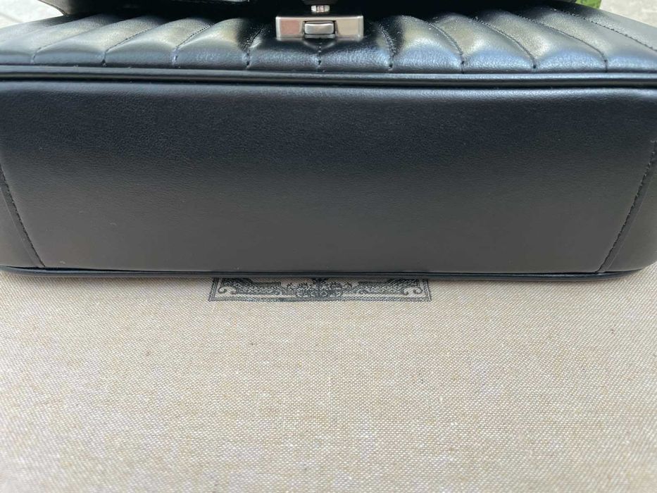 Geantă Gucci din piele neagră originală Gucci Marmont, mâner și lanț