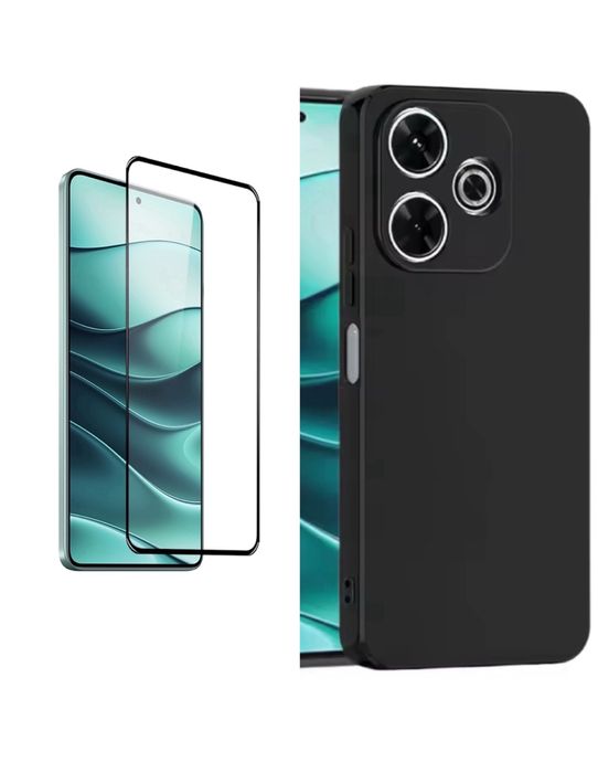 Husa Soft Silicon si Folie Sticla 6D Xiaomi Redmi Note 14 14C 14T PRO