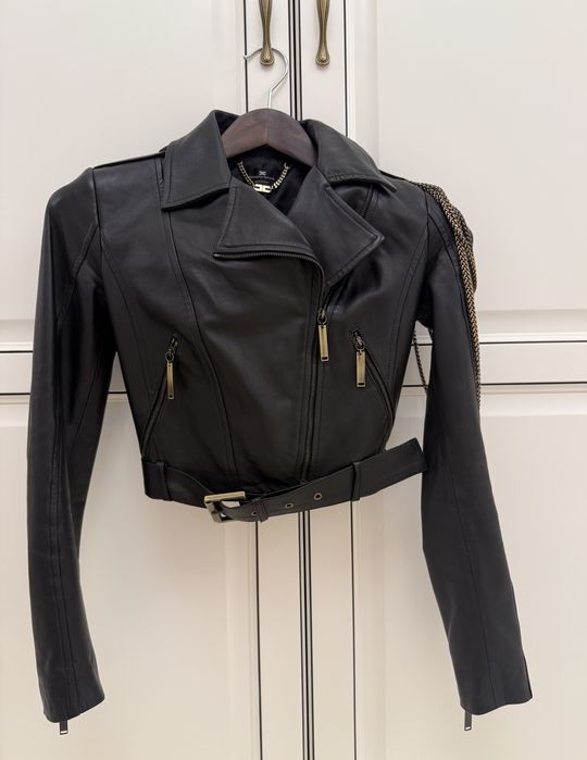 Geaca biker Elisabetta Franchi din piele naturala