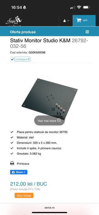 Stative boxe / monitoare K&M (pt Genelec, Neumann, Adam, Focal, Rme)