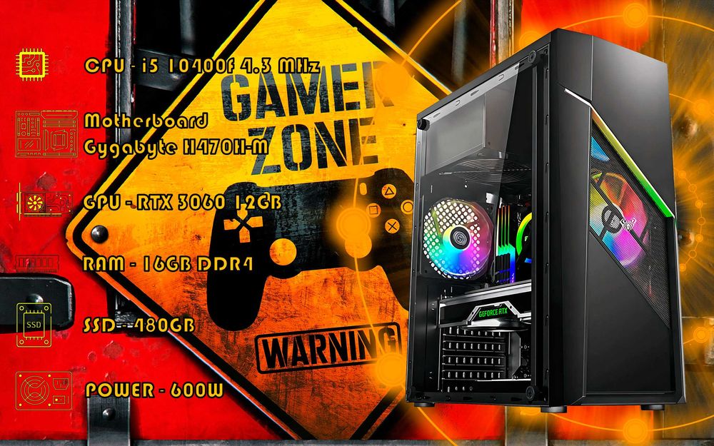 Игровой i5 10400F\RAM 16GB\RTX 3060 12GB\SSD 480GB