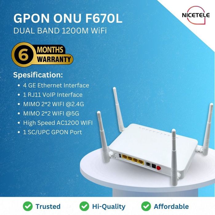 ZTE F670L GPON ONU, wifi 5