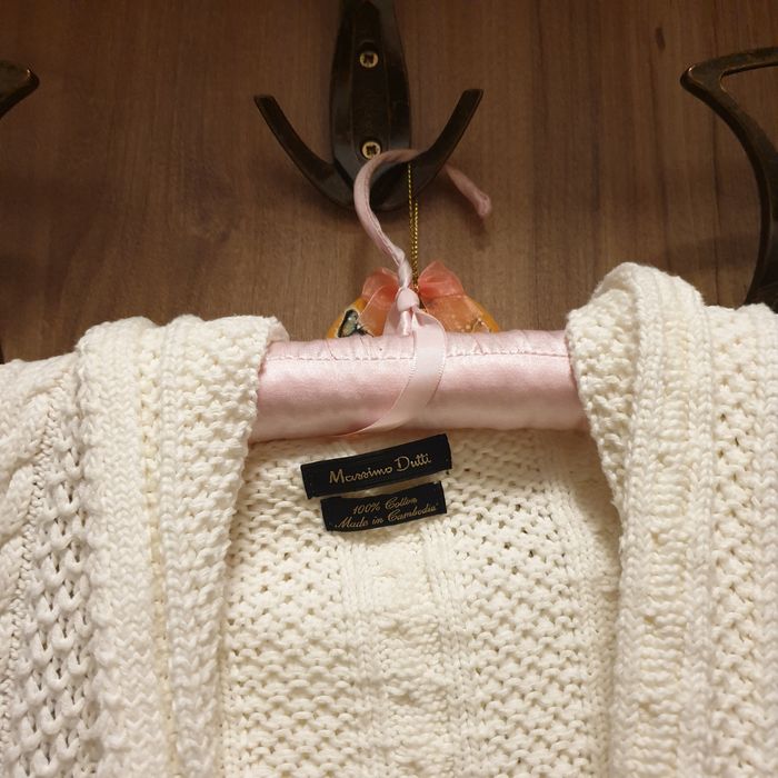 Cardigan tricotat crem Massimo Dutti