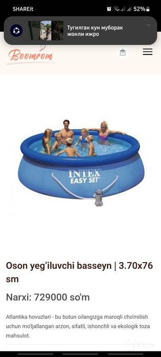 Intex bassen dastavka O‘zbekiston bo‘ylab