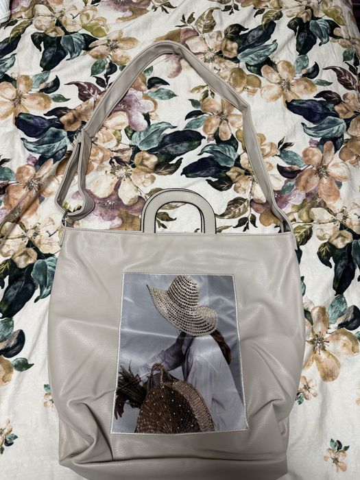 Бежова голяма чанта