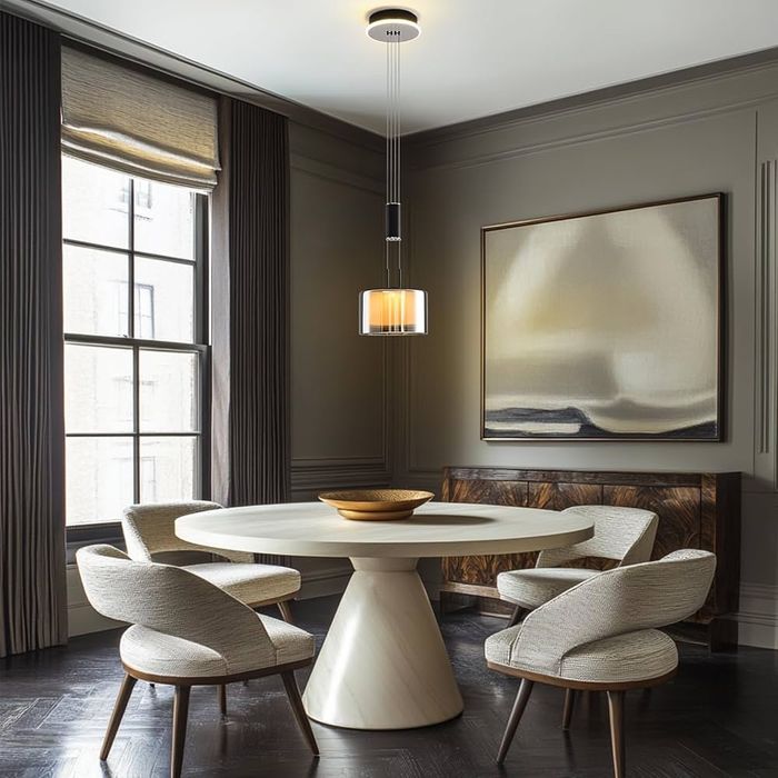Pendul LED modern 3 becuri crom cu abajururi din sticlă telecomandă reglabil pe înălțime dimabil pentru masă dining și insulă bucătărie