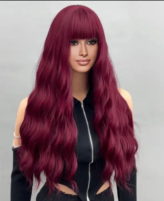 Дамска перука червен цвят