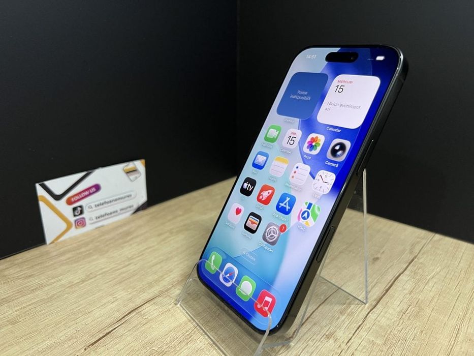Iphone 16 Pro 128Gb Black Titanium Second-Hand 3 ani garanție, Telefoa