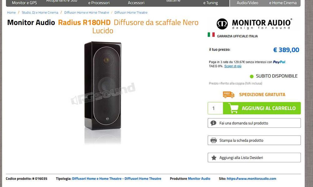 Boxa Monitor Radius 180 HD